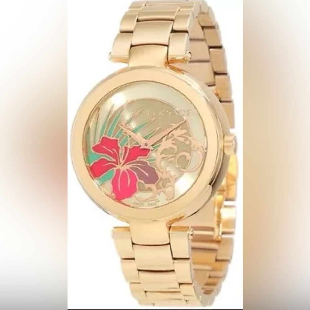 Gold Versace Mystique Hibiscus Watch